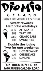 Dio Mio Gelato print ad for newspaper designed by design.1site.co"