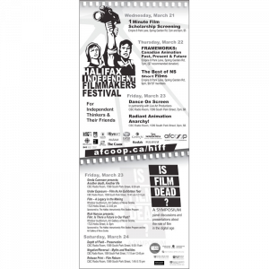 Halifax Independent Filmmakers Festival print ad for newspapers designed by design.1site.co"