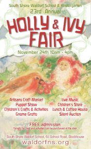 Poster designed by design.1site.co for South Shore Waldorf School's Holly & Ivy Fair"